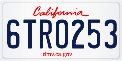 CA license plate 6TRO253