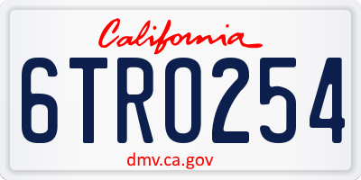 CA license plate 6TRO254