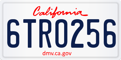 CA license plate 6TRO256