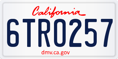 CA license plate 6TRO257