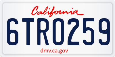 CA license plate 6TRO259