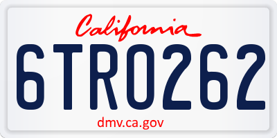 CA license plate 6TRO262