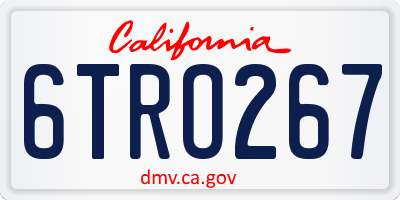 CA license plate 6TRO267