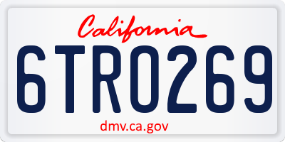 CA license plate 6TRO269