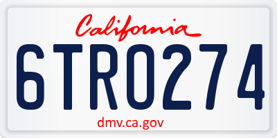 CA license plate 6TRO274