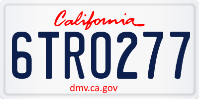 CA license plate 6TRO277