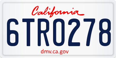 CA license plate 6TRO278