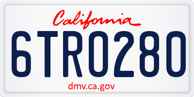 CA license plate 6TRO280
