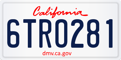 CA license plate 6TRO281