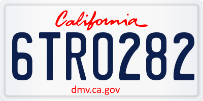 CA license plate 6TRO282