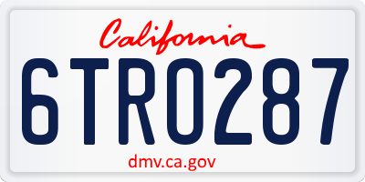 CA license plate 6TRO287