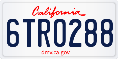 CA license plate 6TRO288
