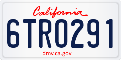 CA license plate 6TRO291