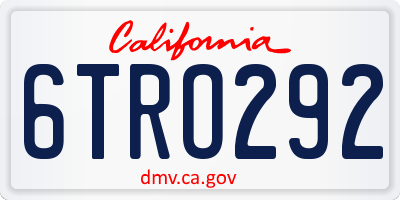 CA license plate 6TRO292