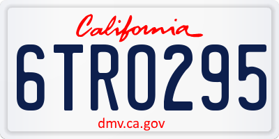 CA license plate 6TRO295