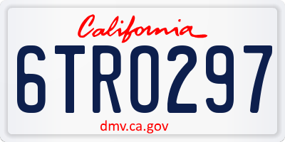 CA license plate 6TRO297