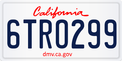 CA license plate 6TRO299