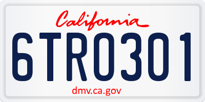 CA license plate 6TRO301