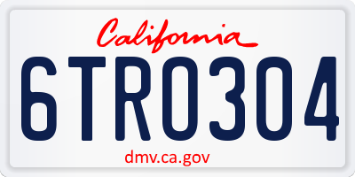 CA license plate 6TRO304