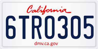 CA license plate 6TRO305