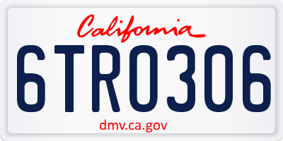 CA license plate 6TRO306