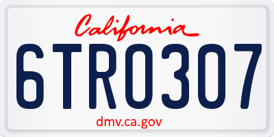 CA license plate 6TRO307