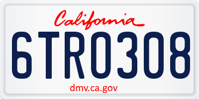 CA license plate 6TRO308