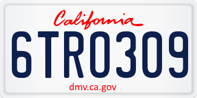 CA license plate 6TRO309