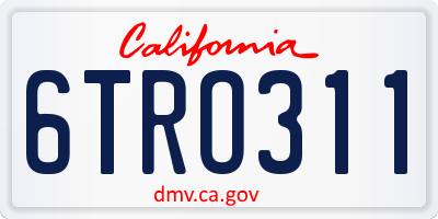 CA license plate 6TRO311
