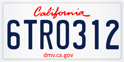 CA license plate 6TRO312