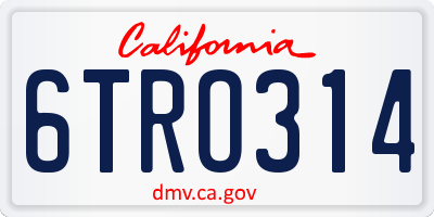 CA license plate 6TRO314