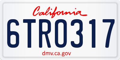 CA license plate 6TRO317