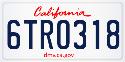 CA license plate 6TRO318
