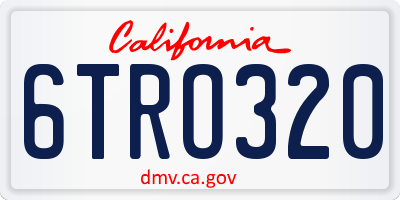 CA license plate 6TRO320