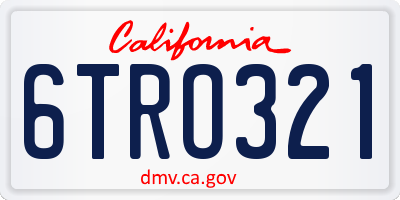 CA license plate 6TRO321