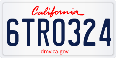CA license plate 6TRO324