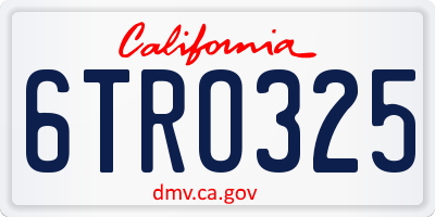 CA license plate 6TRO325