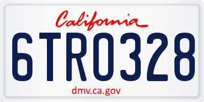 CA license plate 6TRO328