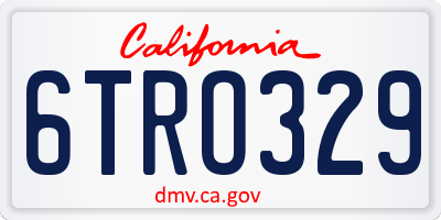 CA license plate 6TRO329