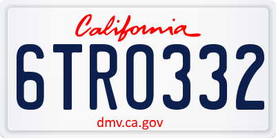CA license plate 6TRO332