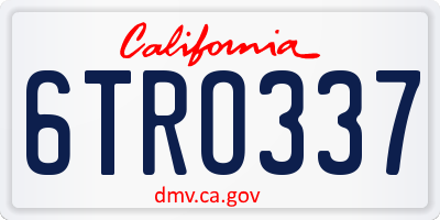 CA license plate 6TRO337