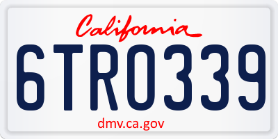 CA license plate 6TRO339