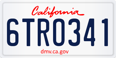 CA license plate 6TRO341