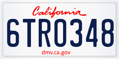 CA license plate 6TRO348