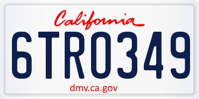 CA license plate 6TRO349