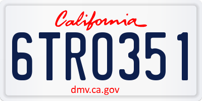 CA license plate 6TRO351