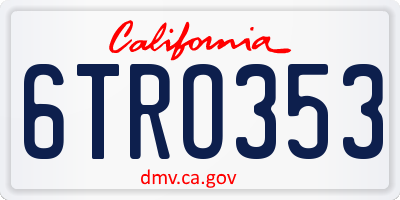 CA license plate 6TRO353