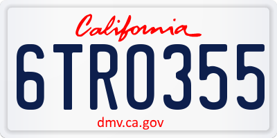CA license plate 6TRO355