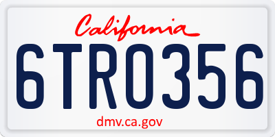CA license plate 6TRO356