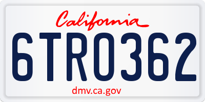 CA license plate 6TRO362